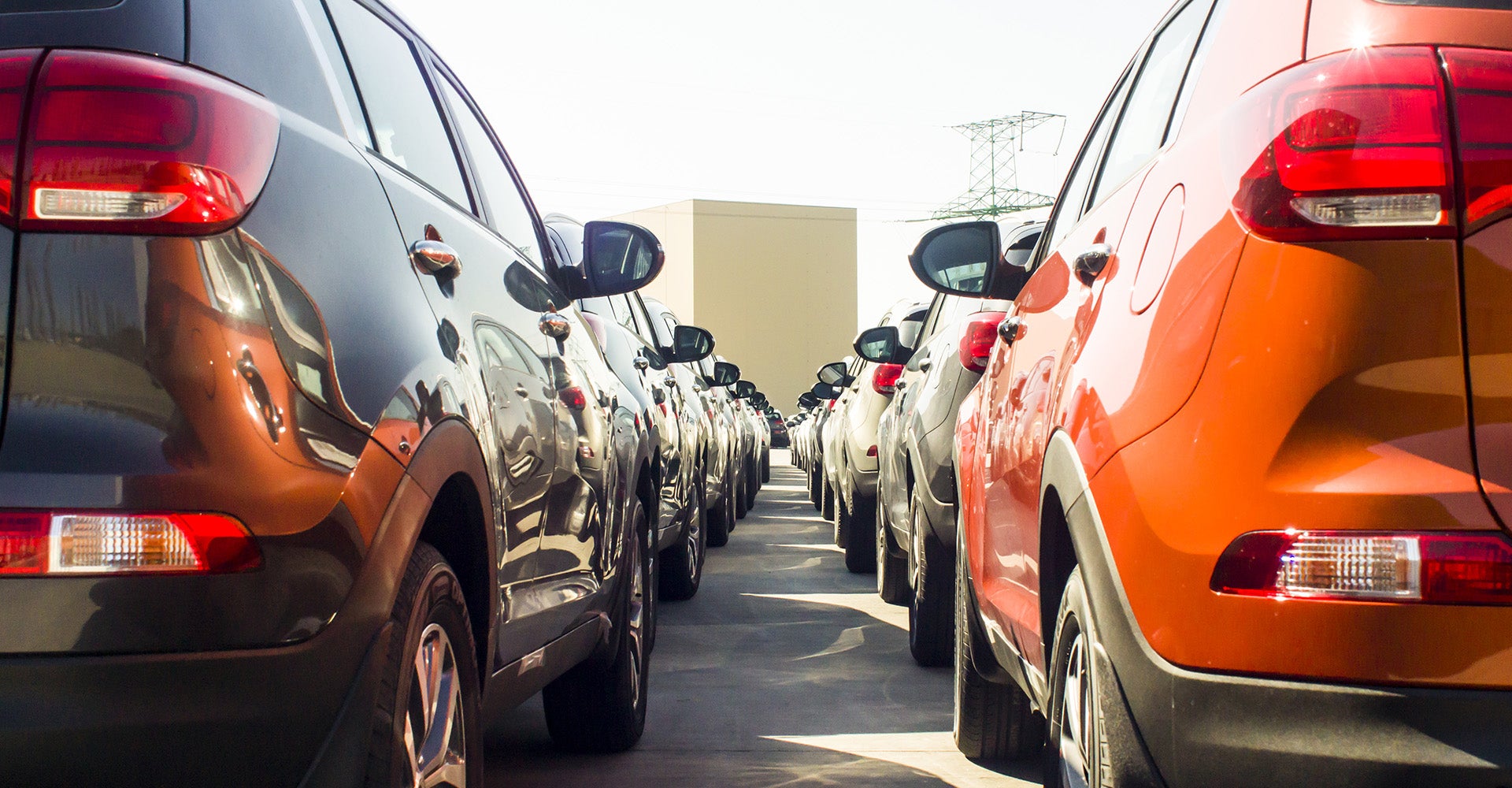 Vehicles parked in a row